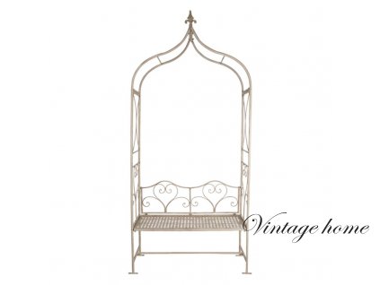 5y1057 rozenboog met bank 108x41x239 cm wit ijzer klimplantenrek