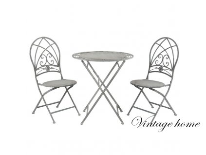 5y0387 bistro set bistro table bistro chair set of 3 o 70x76 cm grey iron balcony set