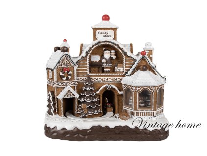 6pr4313 christmas decoration with led lighting and music 33x17x30 cm brown plastic gingerbread house gingerbread house