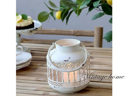 kremova antik kovova lucerna fleur de pot o1416
