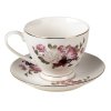 clayre eef kop en schotel 6ce1290 o 132 1287 cm 200 ml wit porselein bloemen rond servies koffie