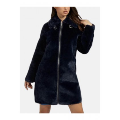 Modrý oboustranný kožešinový kabát - GUESS