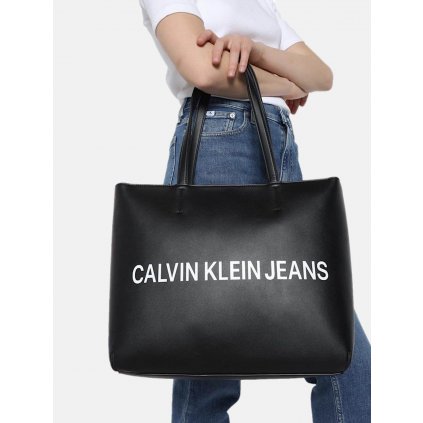 Černá Kožená Shopper Kabelka - Calvin Klein