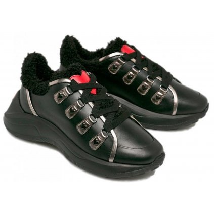 Černé kožené zateplené boty - LOVE MOSCHINO