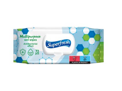 Superfresh Antibakterielle Feuchttücher mit Clip 72 Stück