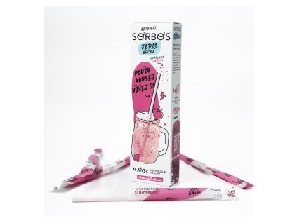 SORBOS essbare Strohhalme (16 Stück/Kraft) Erdbeere