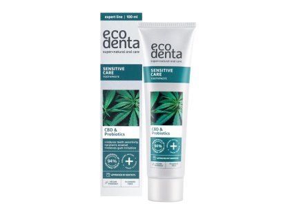 ECODENTA Zahnpasta für empfindliche Zähne mit CBD und Probiotika, 100 ml