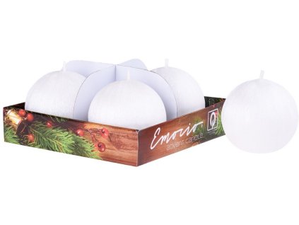 Emocio Adventskugel, 4 Stück, 60 mm, gekratzte, perlmuttweiße Kerzen