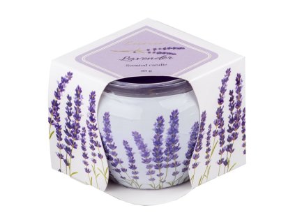 Emocio Duftkerze im Glas, Dekor: Französischer Lavendel, 70 x 62 mm