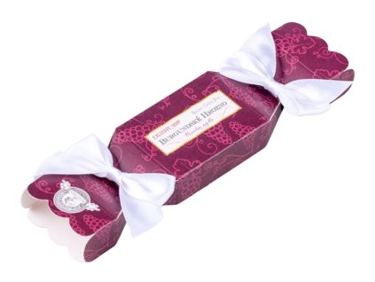 Burgunderfarbene Traubenseife in einer lila Schachtel, 20 g