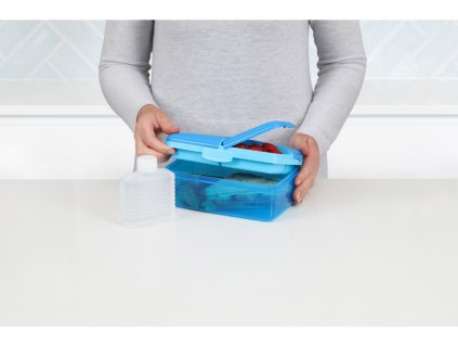Sistema Lunch Quaddie 1,5 l Snackbox mit drei Fächern im Deckel und einer Trinkflasche, blau
