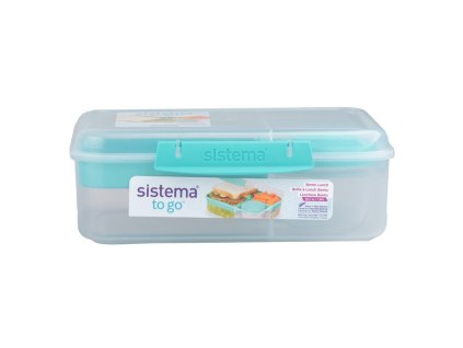 Sistema Divided To Go Bento-Lunchbox mit Joghurtbehälter und 2 Tabletts, 1,65 l, Minze