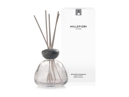 Millefiori Aria Diffusor mit Marmorplatte, Klarglas, grau