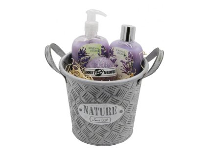 Geschenkset in Metalldose für Frauen (Duschgel + Flüssigseife) Lavendel