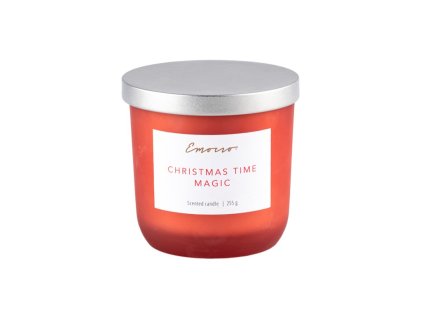 Emocio Duftkerze aus rotem Sojawachs im Glas mit Metalldeckel, 95 x 95 mm, Weihnachtsgewürz