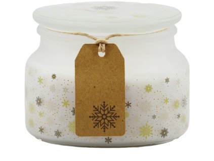 Emocio Duftkerze im Glas „Magic Snowing“ 100 x 79 mm mit Glasdeckel – Weißgold