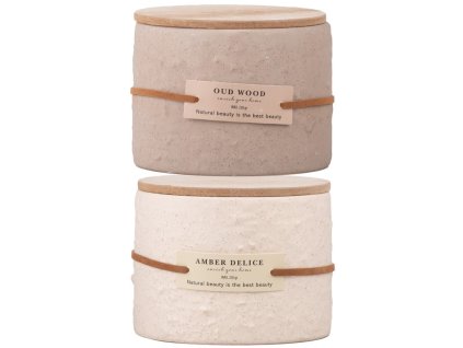 Duftkerze aus Keramik mit Holzdeckel, Farbmix, 110 x 80 mm