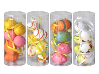 Handbemalte Ostereier, 6 Stück – 40 mm, in Röhrenform, Farbmischung