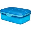 Sistema Lunch Quaddie 1,5 l Snackbox mit drei Fächern im Deckel und einer Trinkflasche, blau