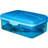 Sistema Lunch Quaddie 1,5 l Snackbox mit drei Fächern im Deckel und einer Trinkflasche, blau