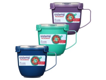 Голяма чаша за супа Sistema Microwave 900 мл, микс от цветове