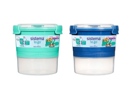 Кутия за обяд Sistema с водоустойчива купа и вилица To Go LunchStack Round 965 мл, микс от цветове