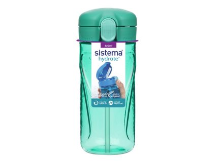 Бутилка Sistema Hydrate Quick Flip Top със сламка 520 мл, мента