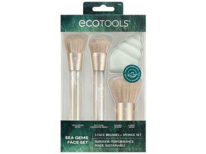 ECOTOOLS Sea Gems brush set + shell-shaped sponge