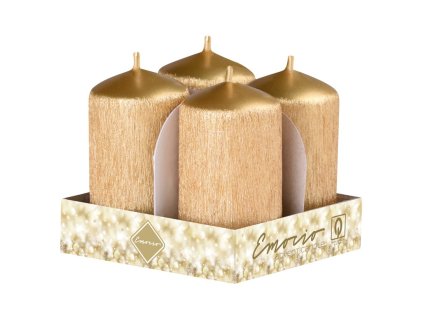 Emocio Advent cylinder 4pcs 40x75 Scratched gold candle