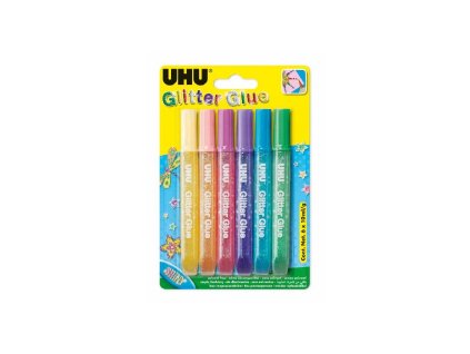 UHU Glitter Glue Gel 6 x 10 ml Shiny