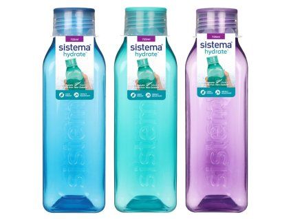 Sistema Hydrate Square Square Bottle with Screw Cap 725 ml, mixed colors