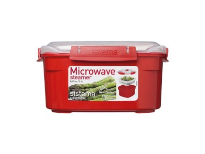 Sistema Steaming box for vegetables and fish Microwave steamer 2.4 l, red