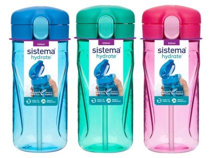 Sistema Hydrate Quick Flip Top Straw Bottle 520 ml, mixed colors