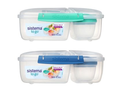 Sistema To Go Triple Split Lunch Box with 2L Yogurt Container, Mixed Colors
