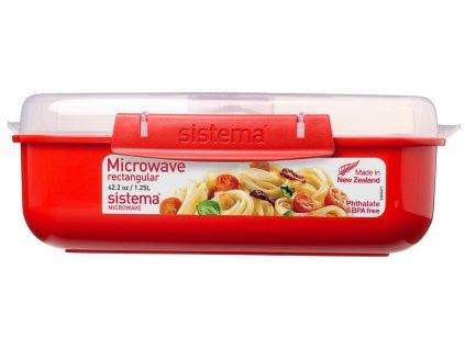 Sistema Microwave rectangular food heating box 1.25 l, red
