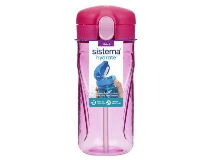 Sistema Hydrate Quick Flip Top Straw Bottle 520 ml, pink