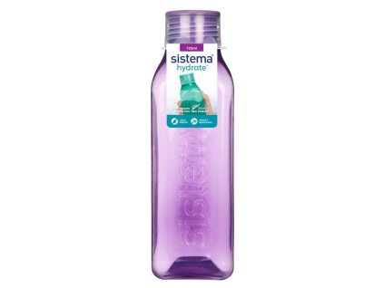 Sistema Hydrate Square Square bottle with screw cap 725 ml, purple