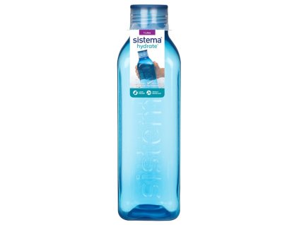 Sistema Hydrate Square 1 l square bottle with screw cap, blue