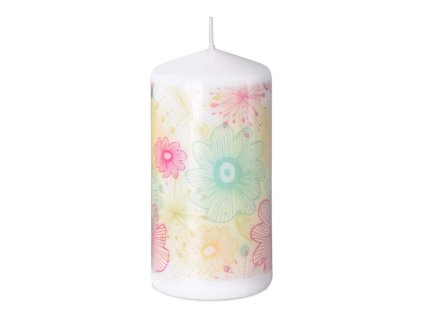 Cylinder candle 60x120 mm Flowers modern