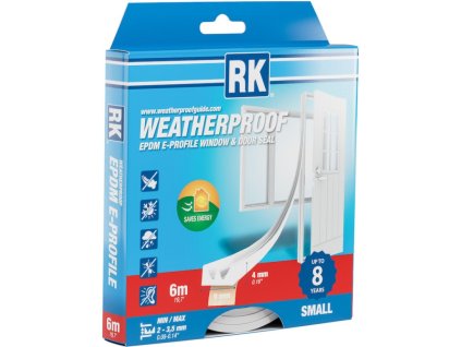 EPDM window and door seals – E-profile, white 6 m