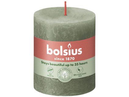 Bolsius cylinder candle Rustic Shine Fresh Olive green 68x80mm