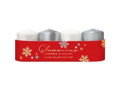 Bartek pillar candles glamorous 50x70 silver mix 420g