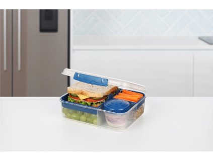 Sistema Dělený svačinový box To Go Bento Lunch s nádobou na jogurt a 2 tácky 1,65 l, mix barev