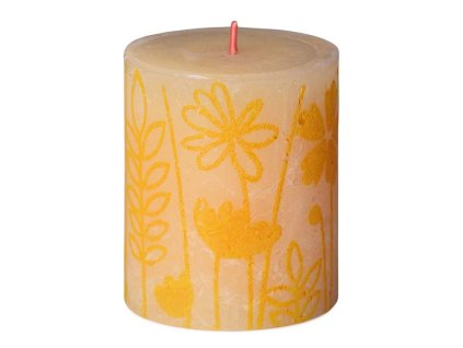 Bolsius svíčka válec Butter Yellow Rustic Silhouette 68x80mm