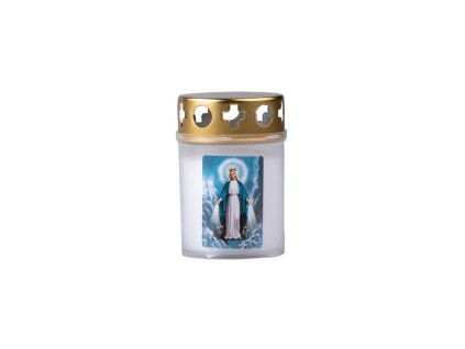 Hřbitovní svíčka s víčkem 90g ~1,5dne bílá Obrázek lisovaná