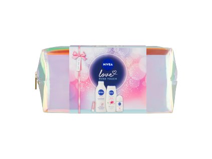 NIVEA dárková sada pro ženy ROSE TOUCH (mléko,sprchový gel,roll on,Labello)