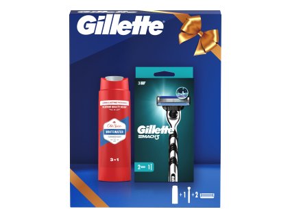 Gillette&Old Spice dárková sada pro muže - (Gillette Mach3 strojek+2NH+OS sprchový gel Whitewater 250ml)