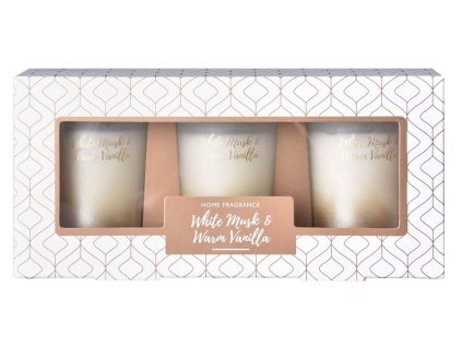 Emocio votiv 3ks vonná svíčka, v dárkové krabičce White Musk & Warm Vanilla