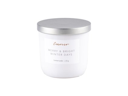 Emocio bílá sojová vonná svíčka ve skle s kovovým víčkem 95x95 mm Snowy Night