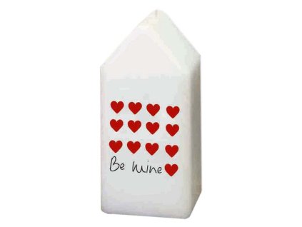 Svíčka Domek srdíčka bílá 55 x 120 mm